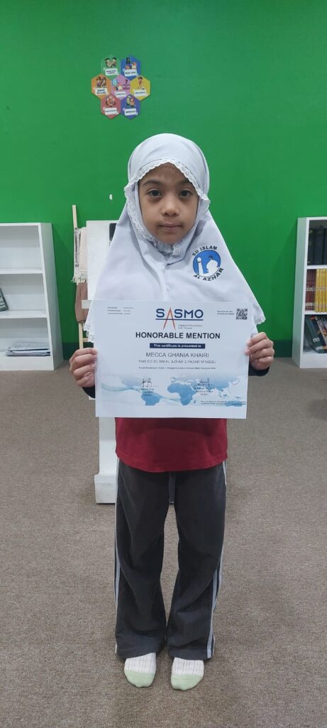 Mecca Ghania Khairi kelas 1A meraih Honorable Mention pada lomba SASMO 2026